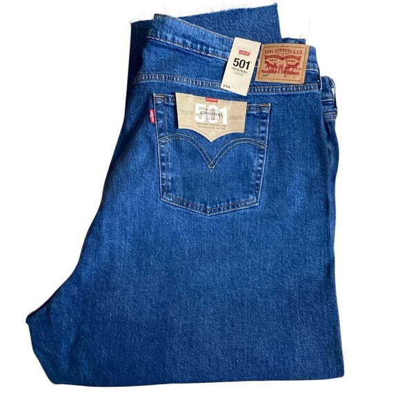 Levis 501 Women’s Cropped Signature High Rise Straight Button Fly Jeans Size 24W - Picture 10 of 10
